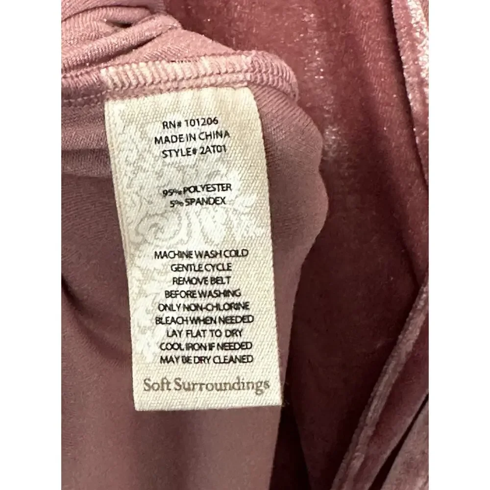 Soft Surroundings Pink Vera Velvet Faux Wrap Maxi Dress Wedding Holiday Dress LG - Picture 6 of 9